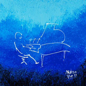 Blue Piano Outline - 18x18 - ?